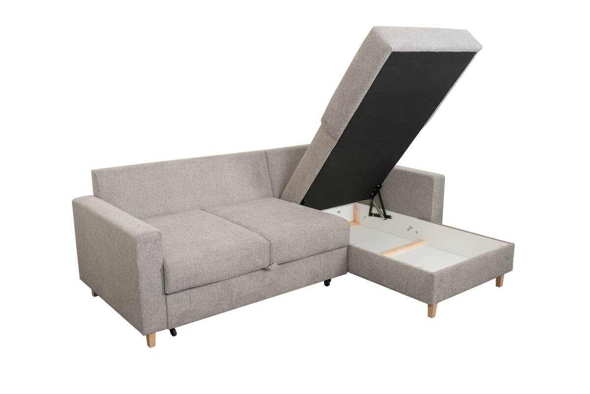 Ecksofa mit Bettfunktion und Bettkasten grau Microfaser B/H/T: ca. 228x92x163 cm