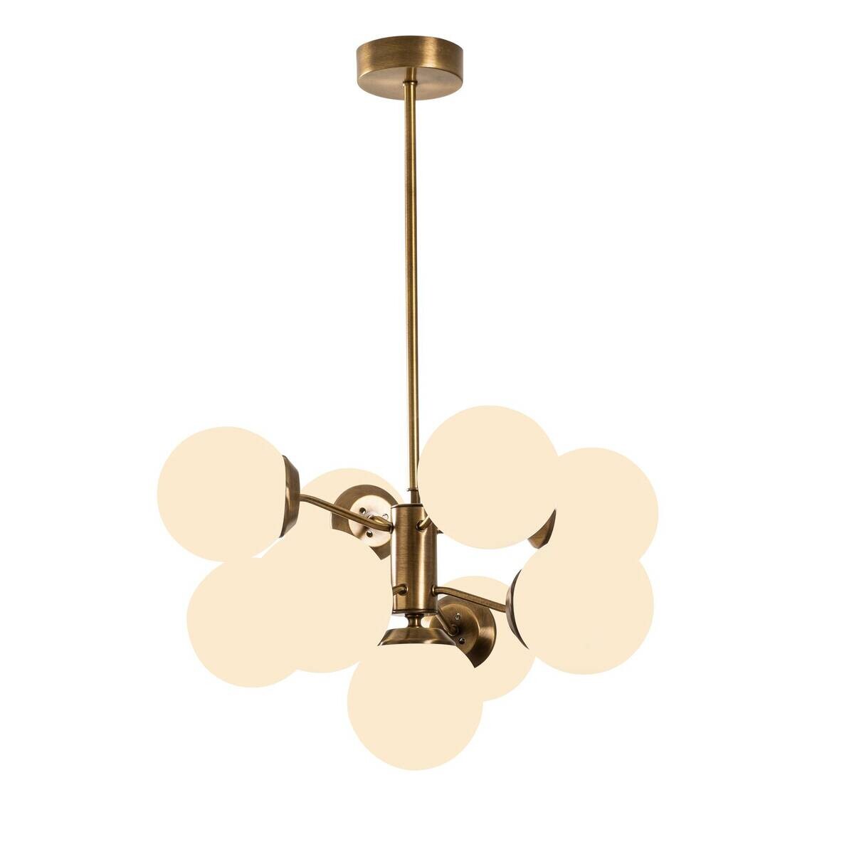 Opviq Pendelleuchte Mudoni weiß Glas B/H/T/L/D: ca. 70x80x70x70x70 cm E27 9 Brennstellen