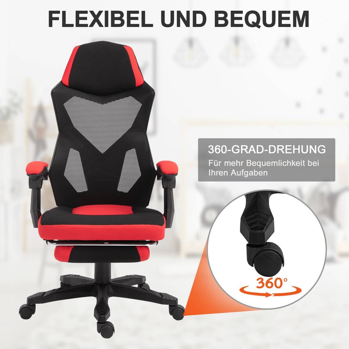 Drehstuhl 921-233 schwarz rot