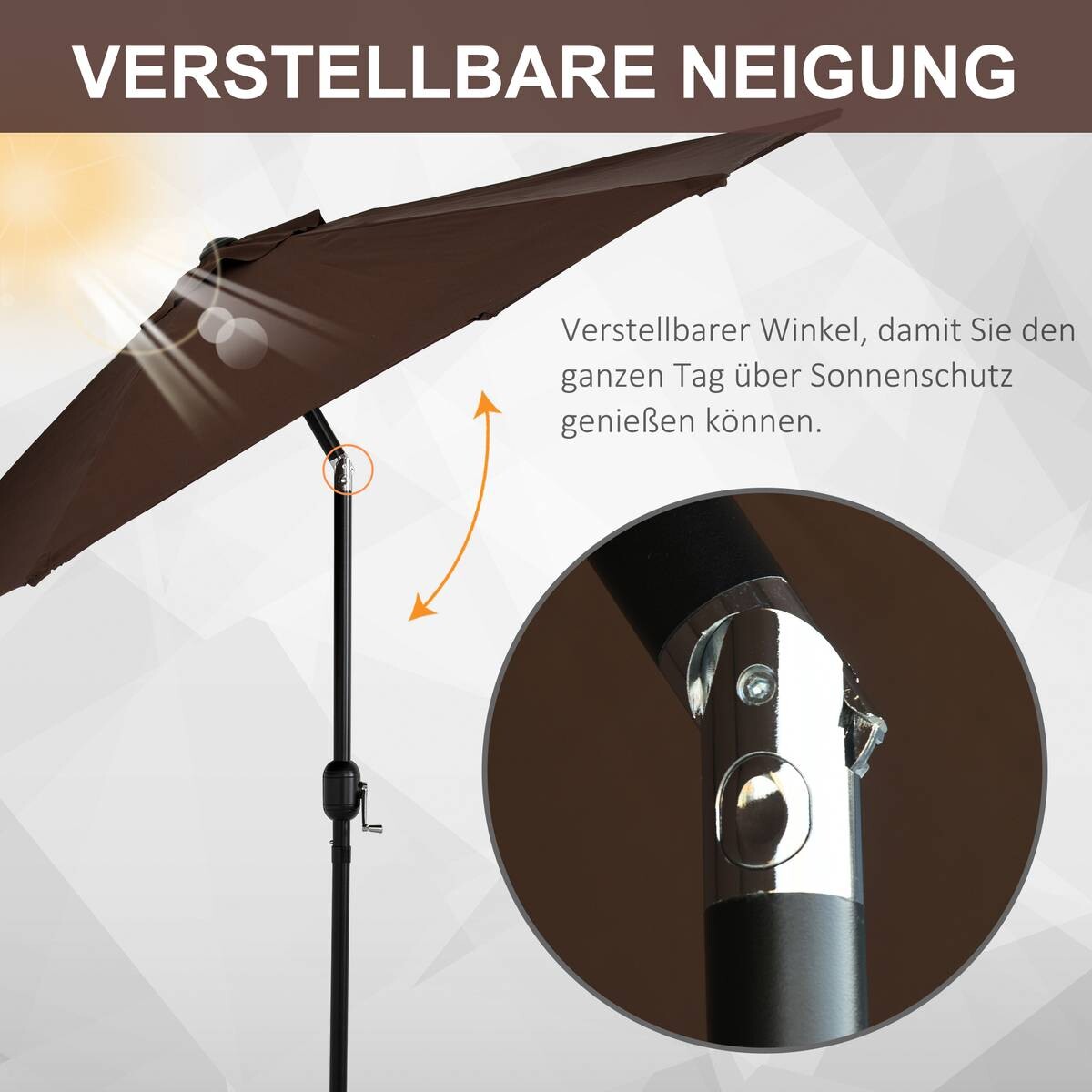 Outsunny Sonnenschirm braun Stahl H/D: ca. 235x270 cm