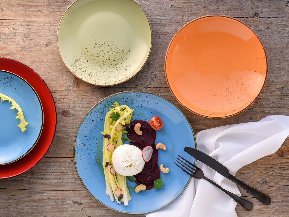 CreaTable Tafelservice NATURE COLLECTION MEDITERRAN bunt Steinzeug 12 tlg.