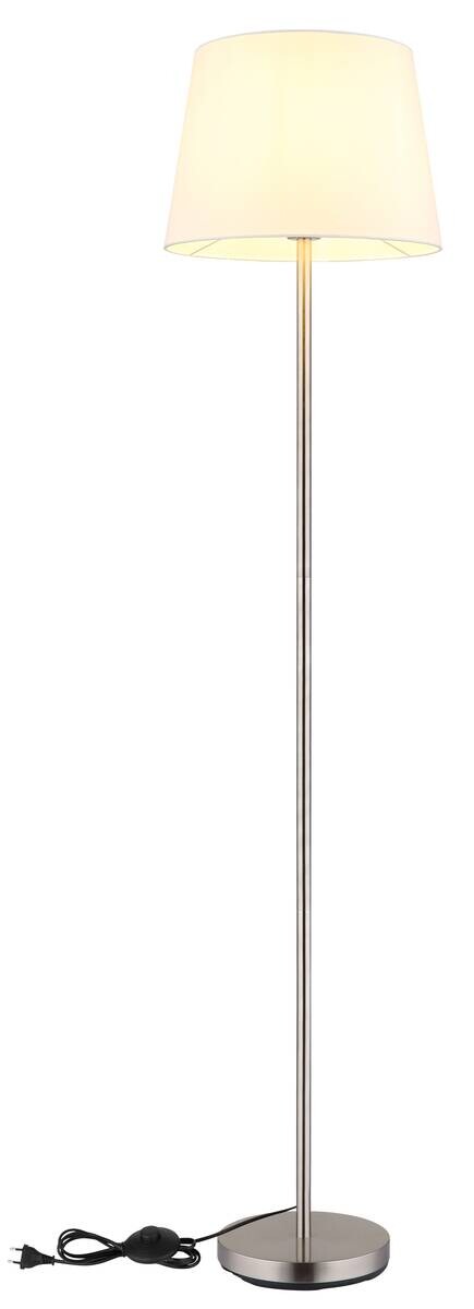 GLOBO Stehlampe JORIS 40100101 nickel weiß schwarz Metall Textil H/D: ca. 151x35 cm 1 Brennstellen
