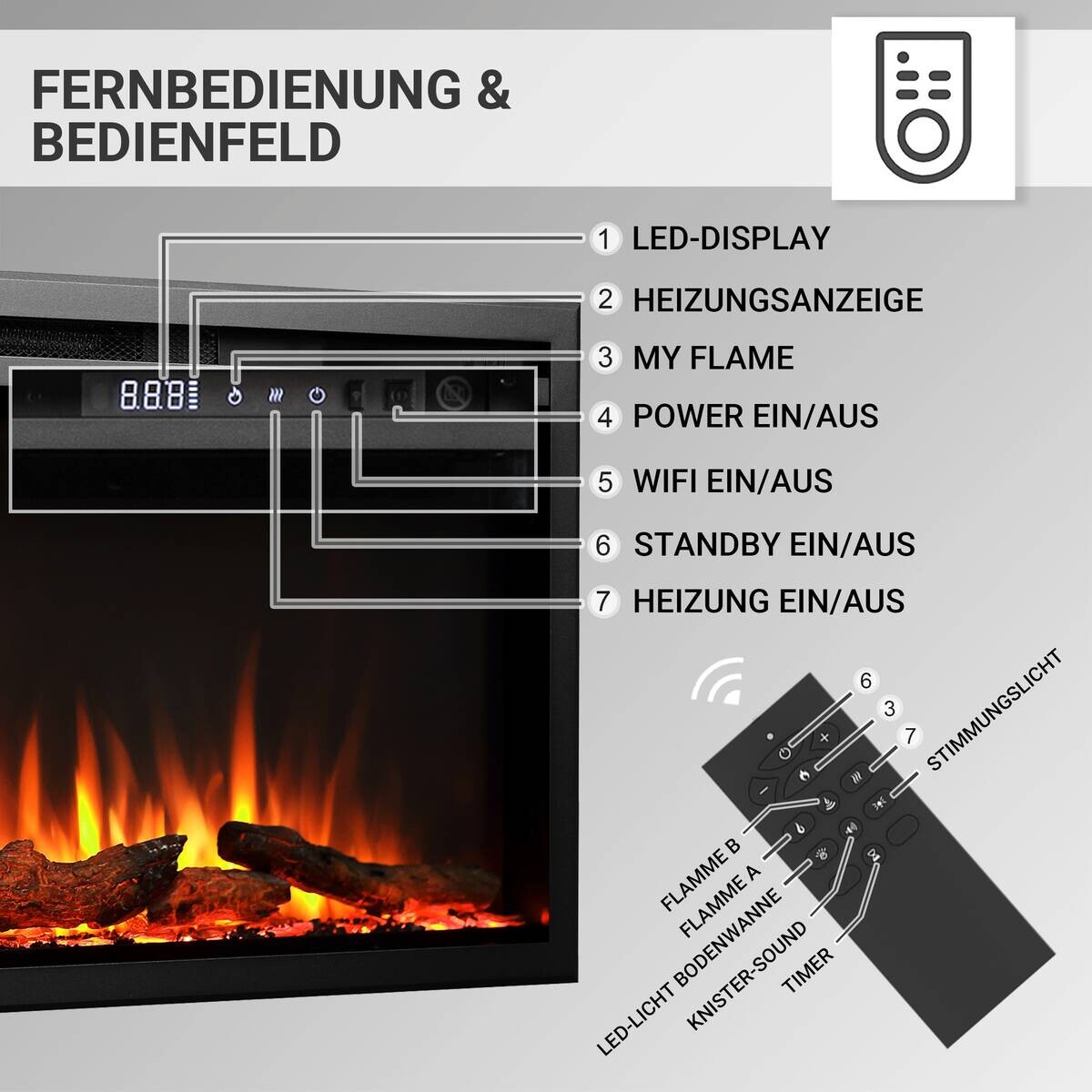Balderia Elektrischer-Kamin Atlanta EF288B schwarz B/H/L: ca. 14,7x48x152,4 cm