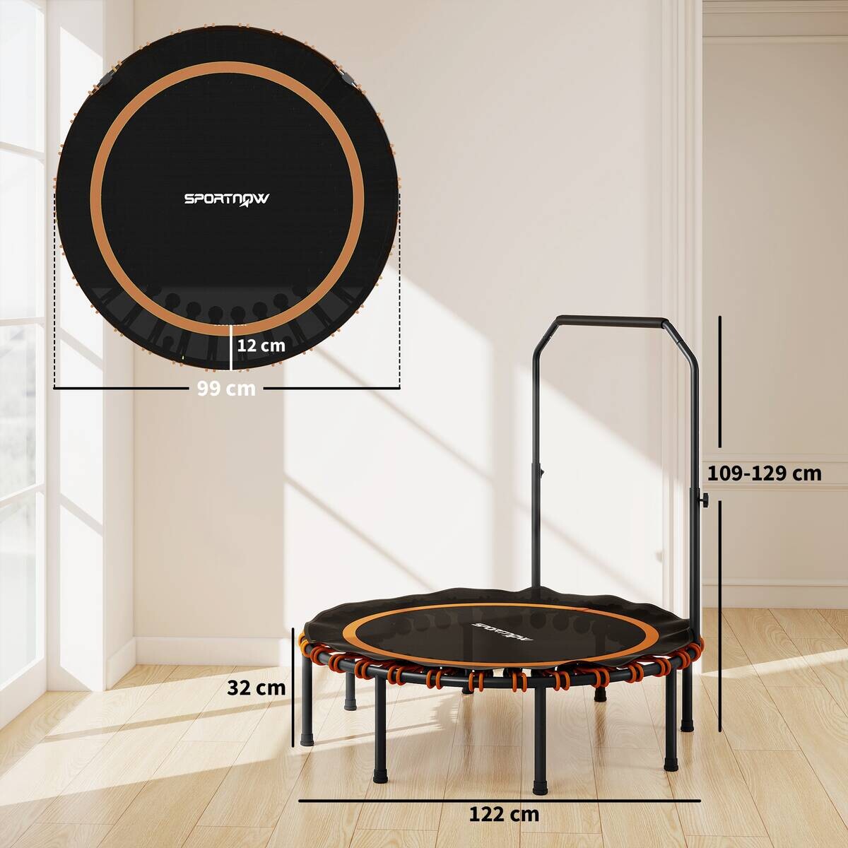 SPORTNOW Fitness Trampolin schwarz B/H/L: ca. 122x129x122 cm