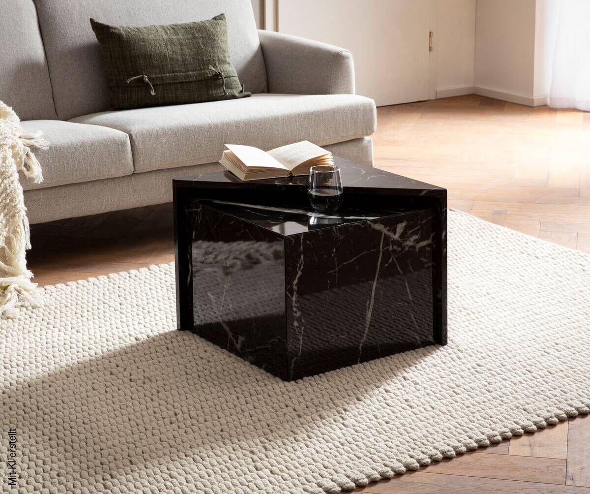 Couchtisch schwarz Marmor Optik B/H/T: ca. 50x42x50 cm