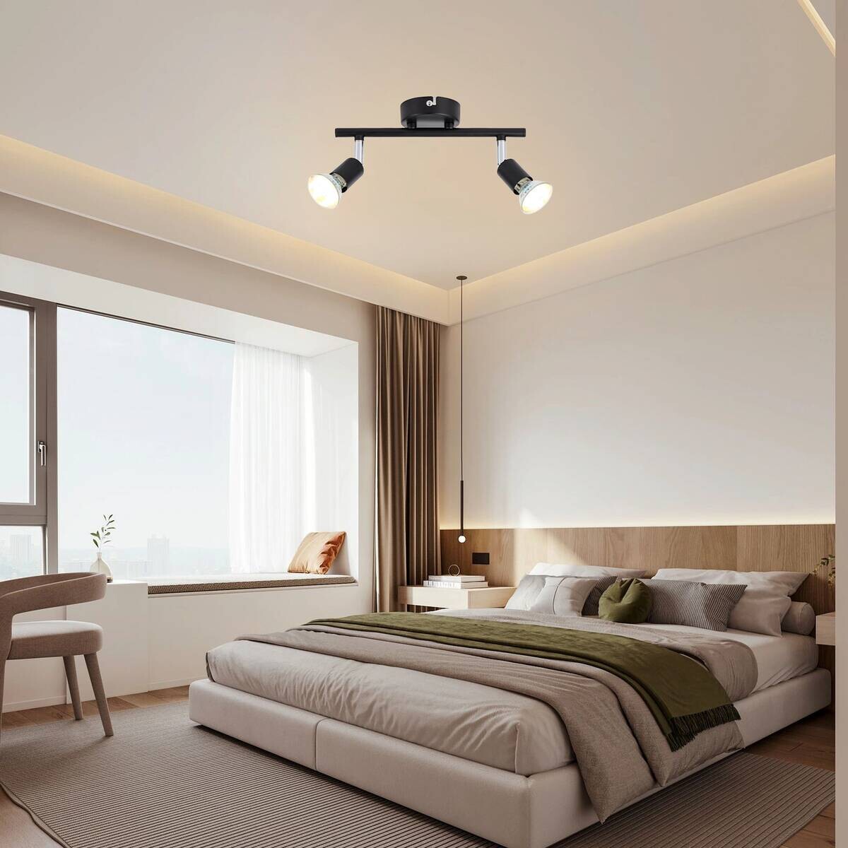 POCOline Spotbalken Boris schwarz B/H/L: ca. 10x8x25 cm 2 Brennstellen