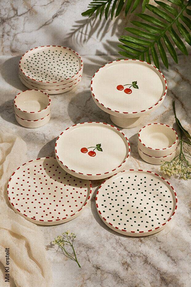 HermiaConcept Frühstücksservice beige Keramik 11 tlg.