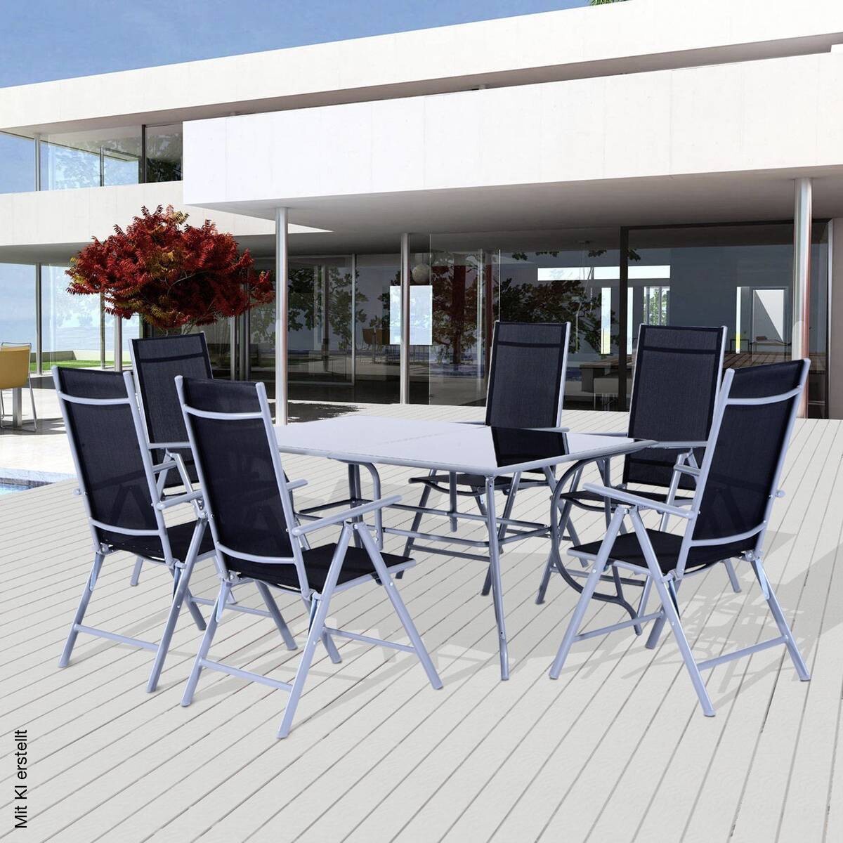 Outsunny Gartensitzgruppe schwarz Aluminium