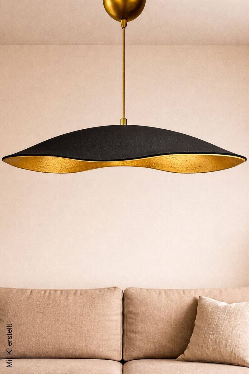 Pendelleuchte schwarz gold Beton B/H/L/D: ca. 58x60x58x58 cm E27 1 Brennstellen