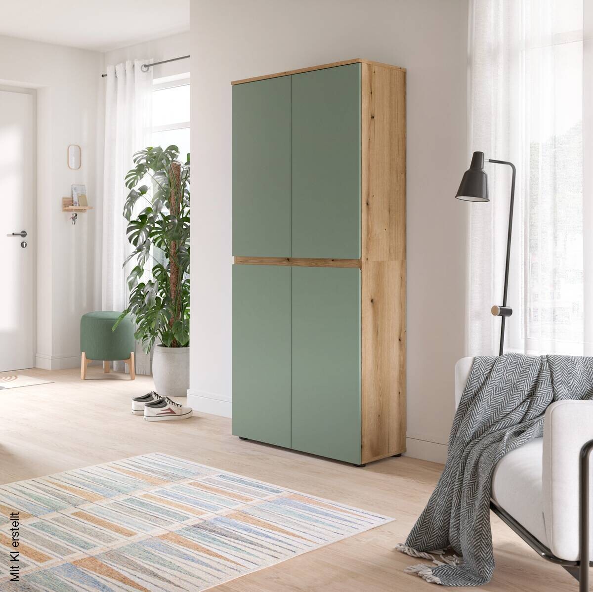 Schrank SCARPA Evoke Oak Nachbildung grün B/H/T: ca. 70x175x37 cm