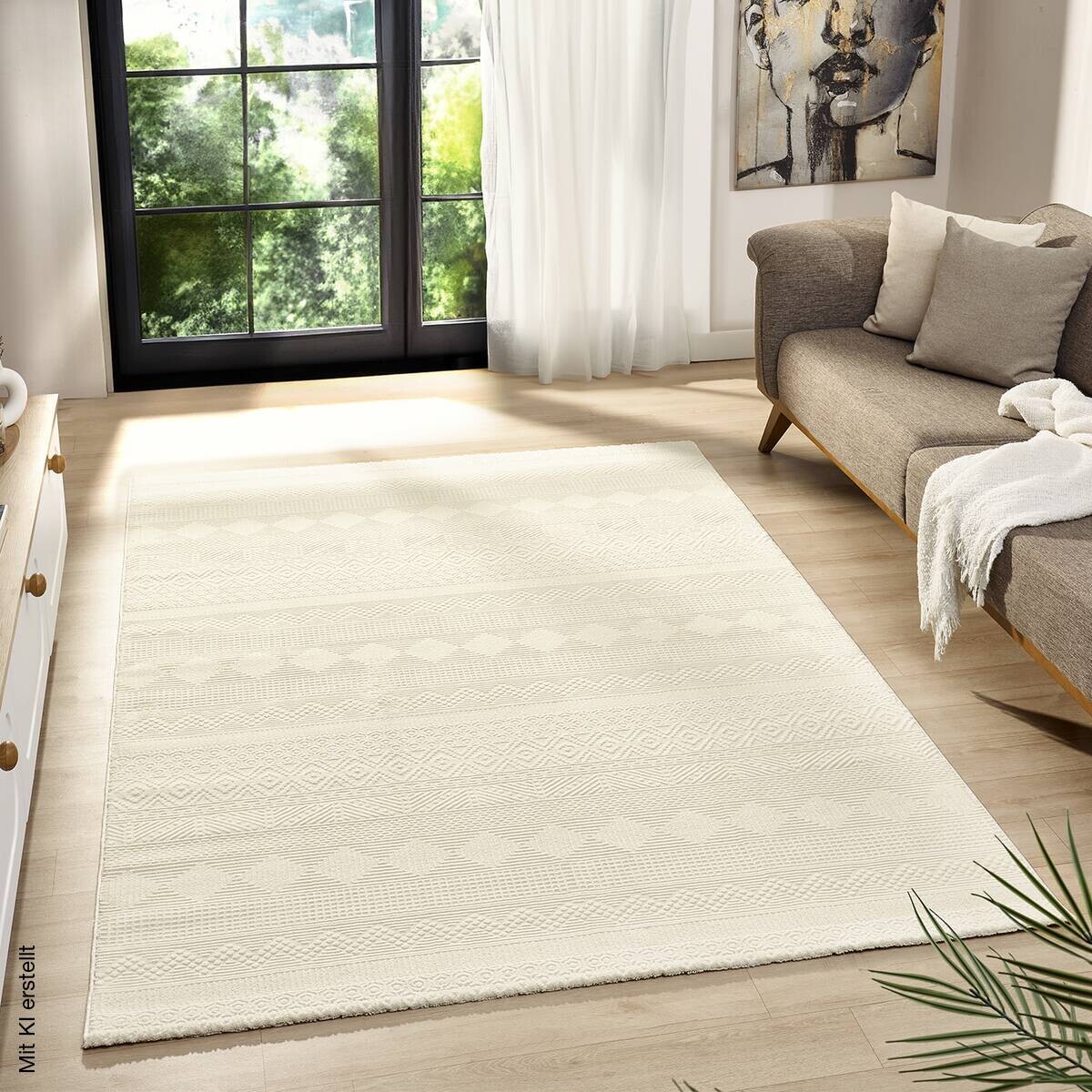 Webteppich Leonie creme B/L: ca. 160x230 cm