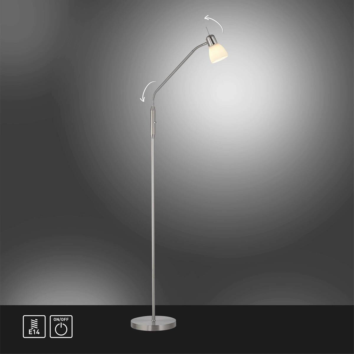 Just Light Stehleuchte Karo Stahl Aluminium Kunststoff Glas B/H/L: ca. 60x160x60 cm E14 1 Brennstellen