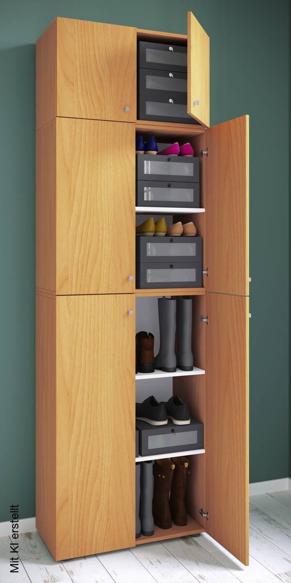 Schuhschrank Lona buche weiß B/H/T: ca. 70x223x39 cm