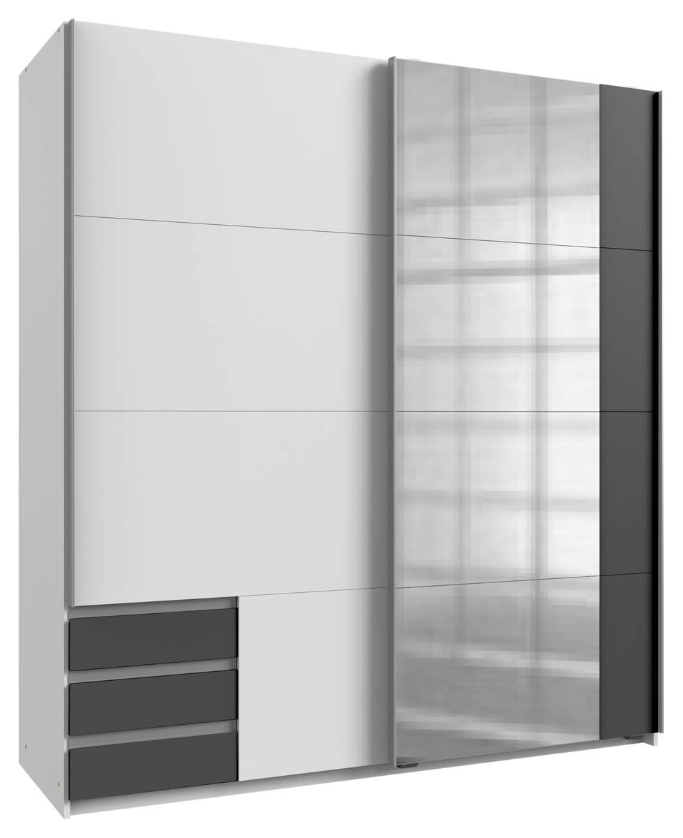 Schwebetürenschrank Emden weiß Graphit B/H/T: ca. 179x198x64 cm