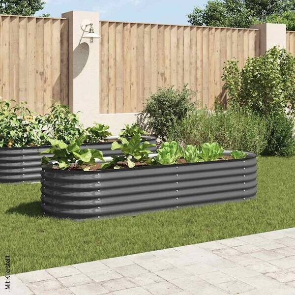 Garten-Hochbeet grau Stahl B/H/L: ca. 80x44x240 cm