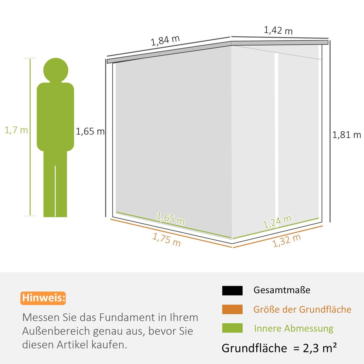 Outsunny Gerätehaus hellgrau B/H/L: ca. 142x181x184 cm