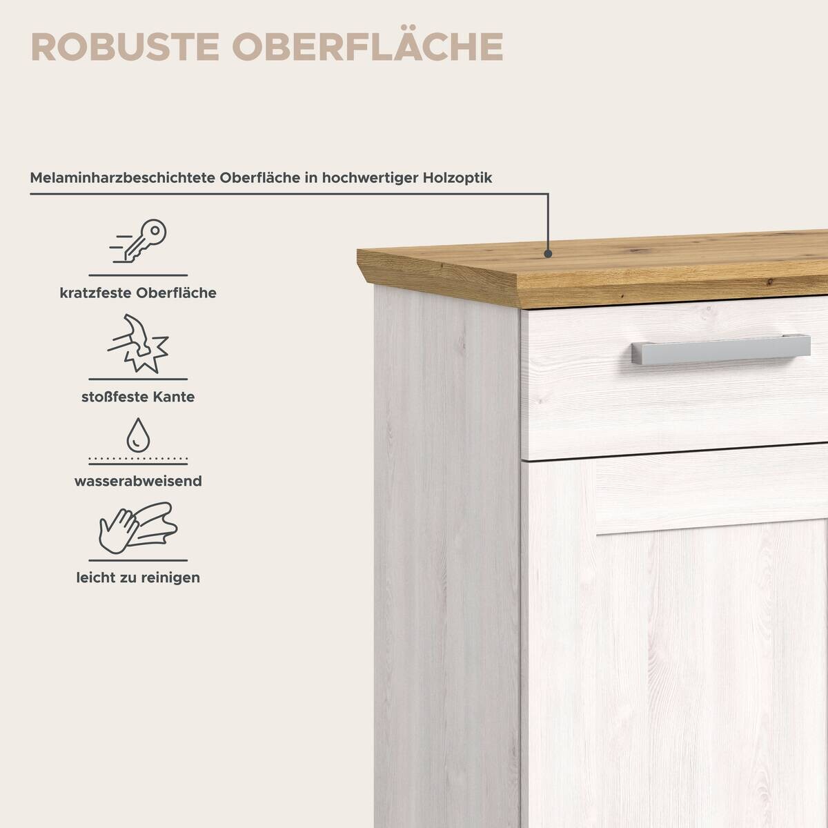 Kommode Verona Sibiu Lärche Nachbildung Eiche Artisan Nachbildung B/H/T: ca. 95x92x39 cm