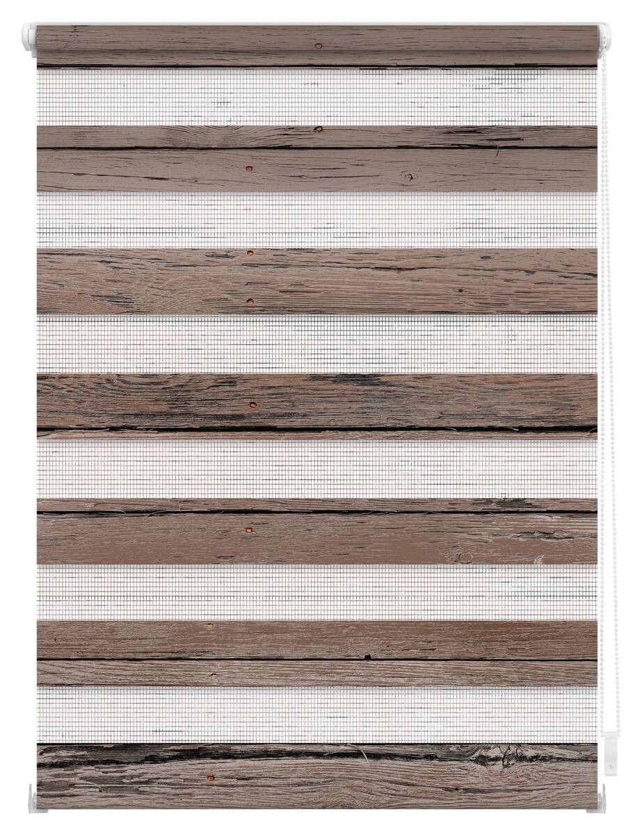 LICHTBLICK Doppelrollo Duo Bretter braun B/T: ca. 45x150 cm