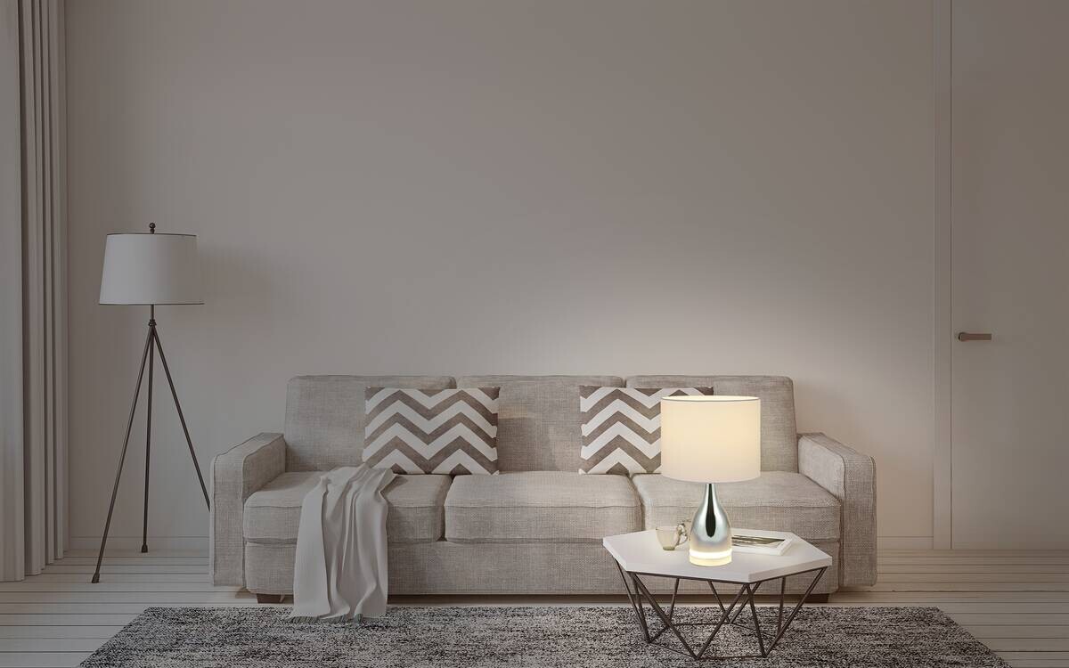 Näve Leuchten LED-Tischleuchte weiß Metall Textil Kunststoff B/H/T/D: ca. 25x43,5x25x25 cm