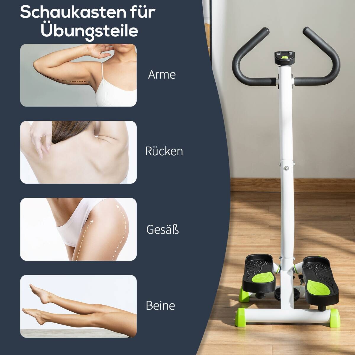 HOMCOM Steppmaschine grün Stahl B/H/L: ca. 44x108x55 cm