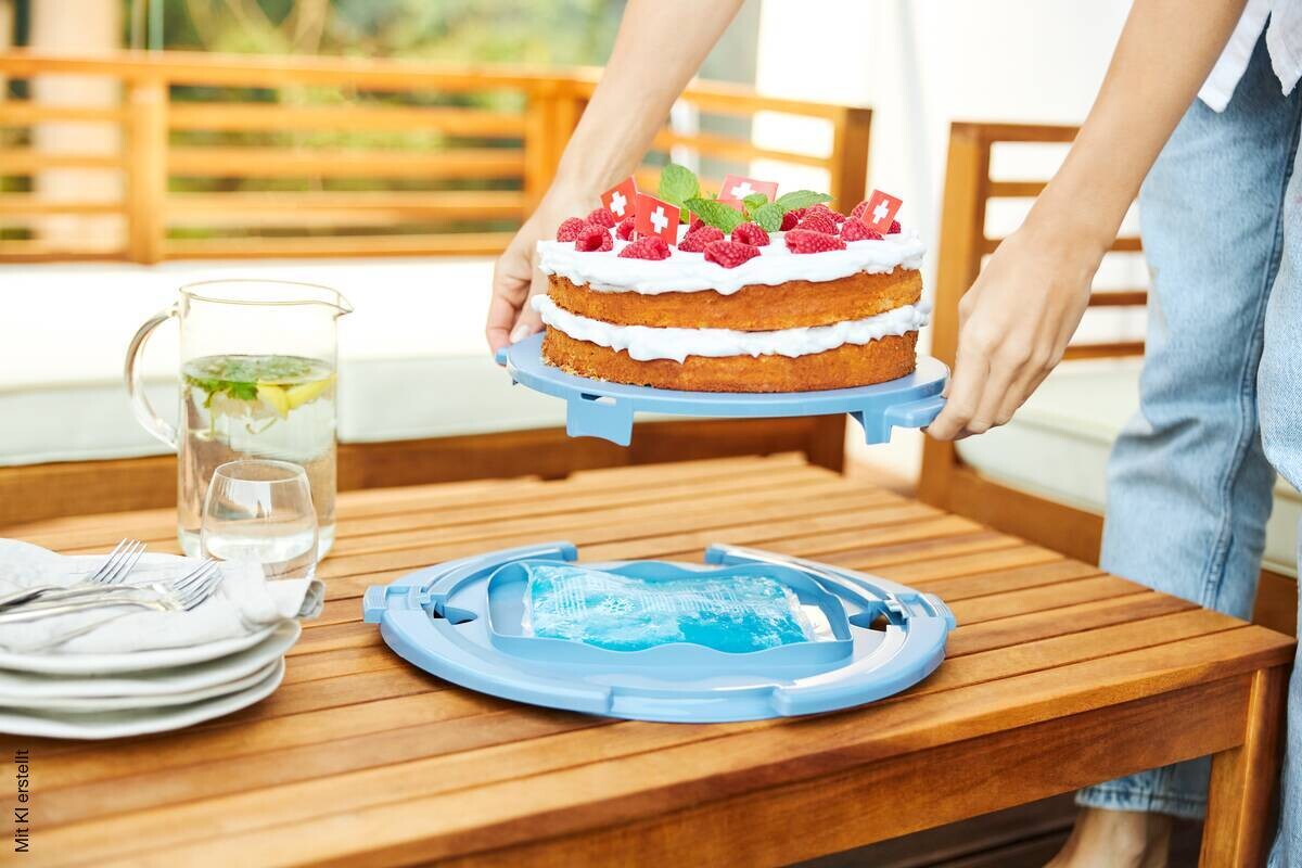 Rotho Tortenglocke COOL u. FRESH blau B/H/L: ca. 34x16x38 cm