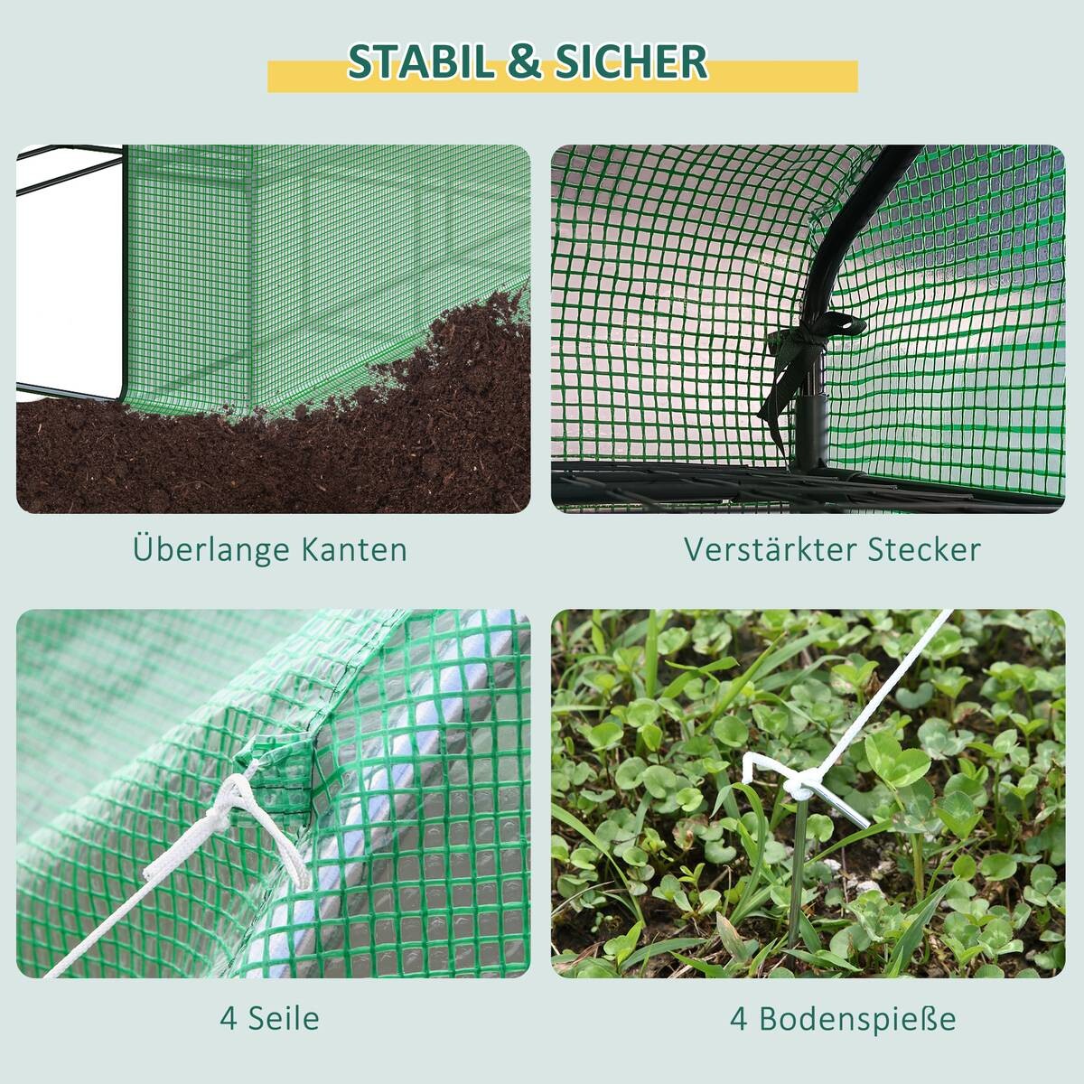 Outsunny Foliengewächshäus mit Regalböden B/H/L: ca. 180x210x244 cm