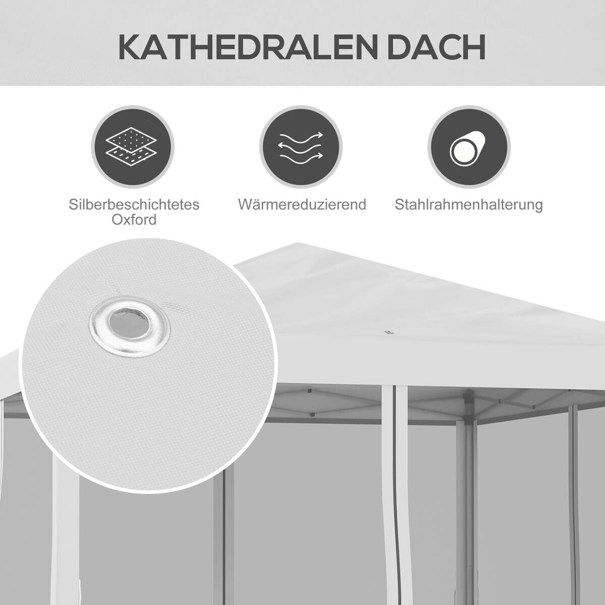 Outsunny Pavillon schwarz Metall B/H/L: ca. 295x260x295 cm