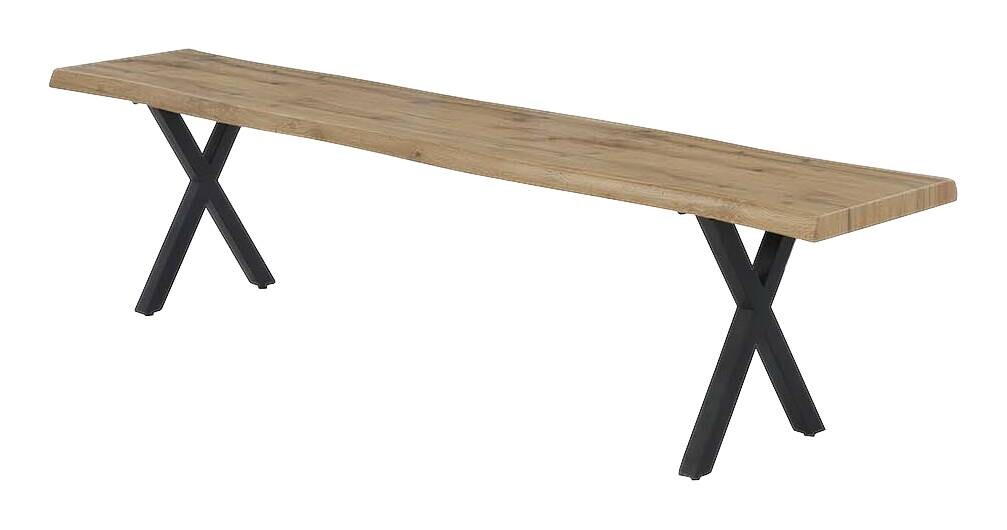 Sitzbank Wildeiche schwarz Metall B/H/T: ca. 180x49x40 cm