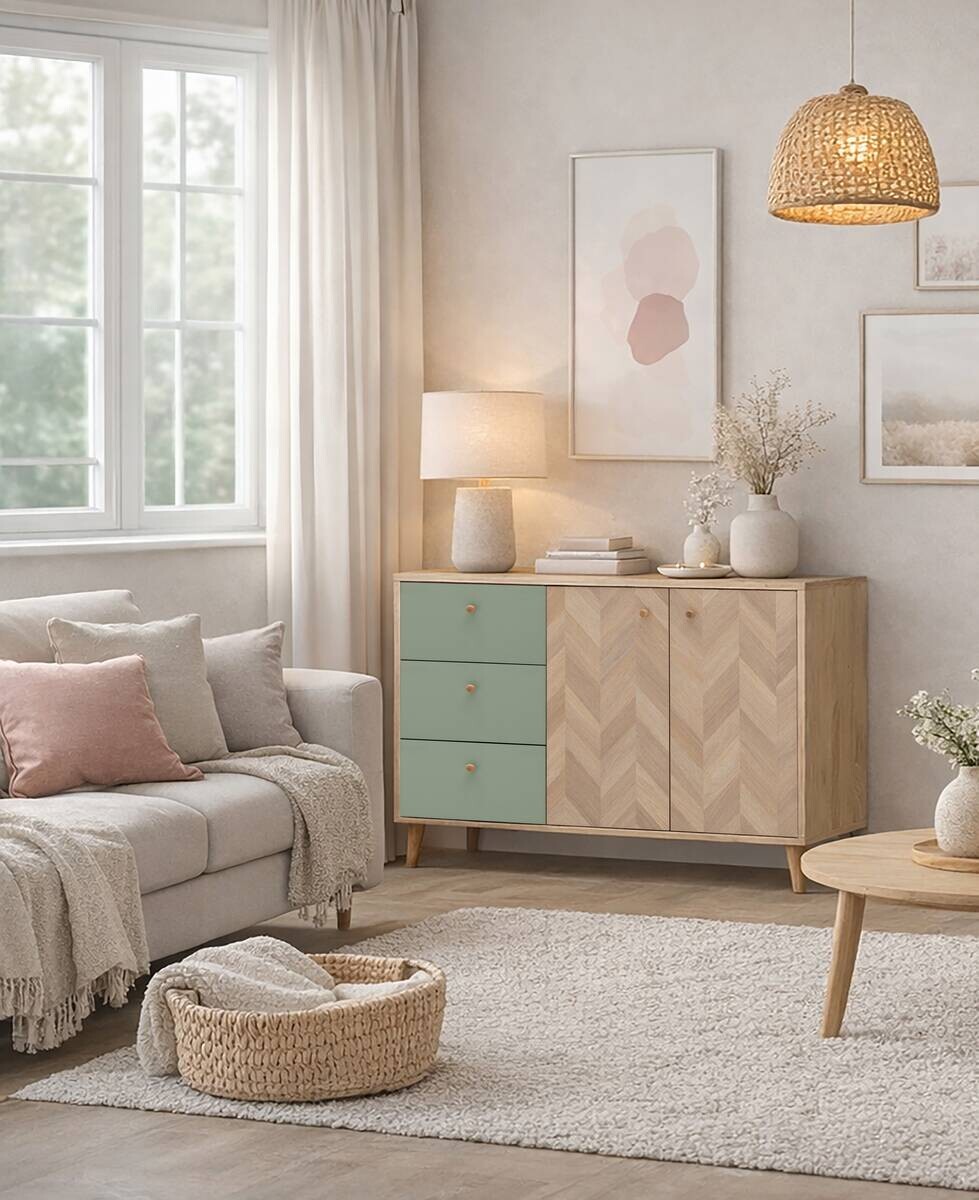 Sideboard Visby Pistazie Eiche Nachbildung B/H/T: ca. 109x63,9x33,05 cm