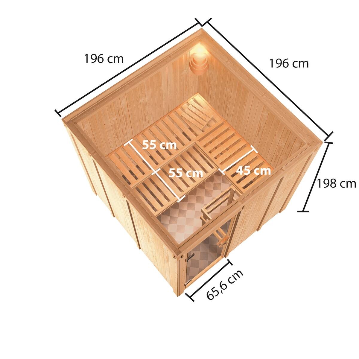 Karibu Sauna Ano Front natur B/H/T: ca. 196x198x196 cm
