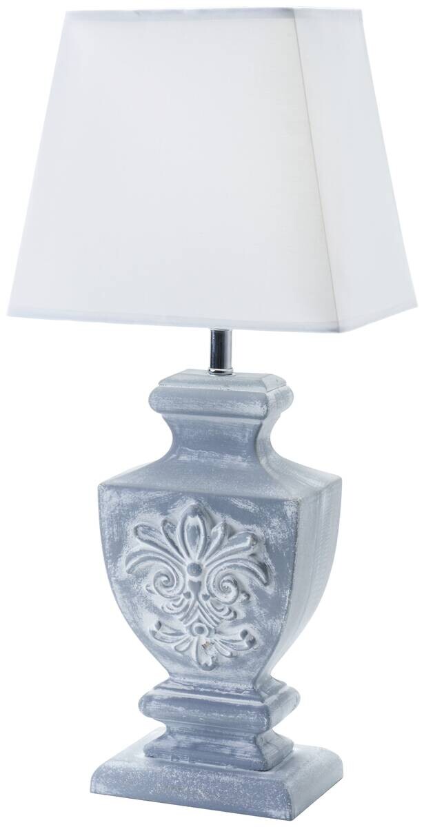 POCOline Tischleuchte Kalista weiß grau Holz B/H: ca. 25x50 cm E27 1 Brennstellen