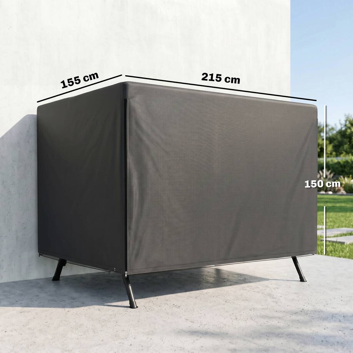 Outsunny Gartenmöbel-Abdeckung schwarz Kunststoff B/H/L: ca. 155x150x215 cm