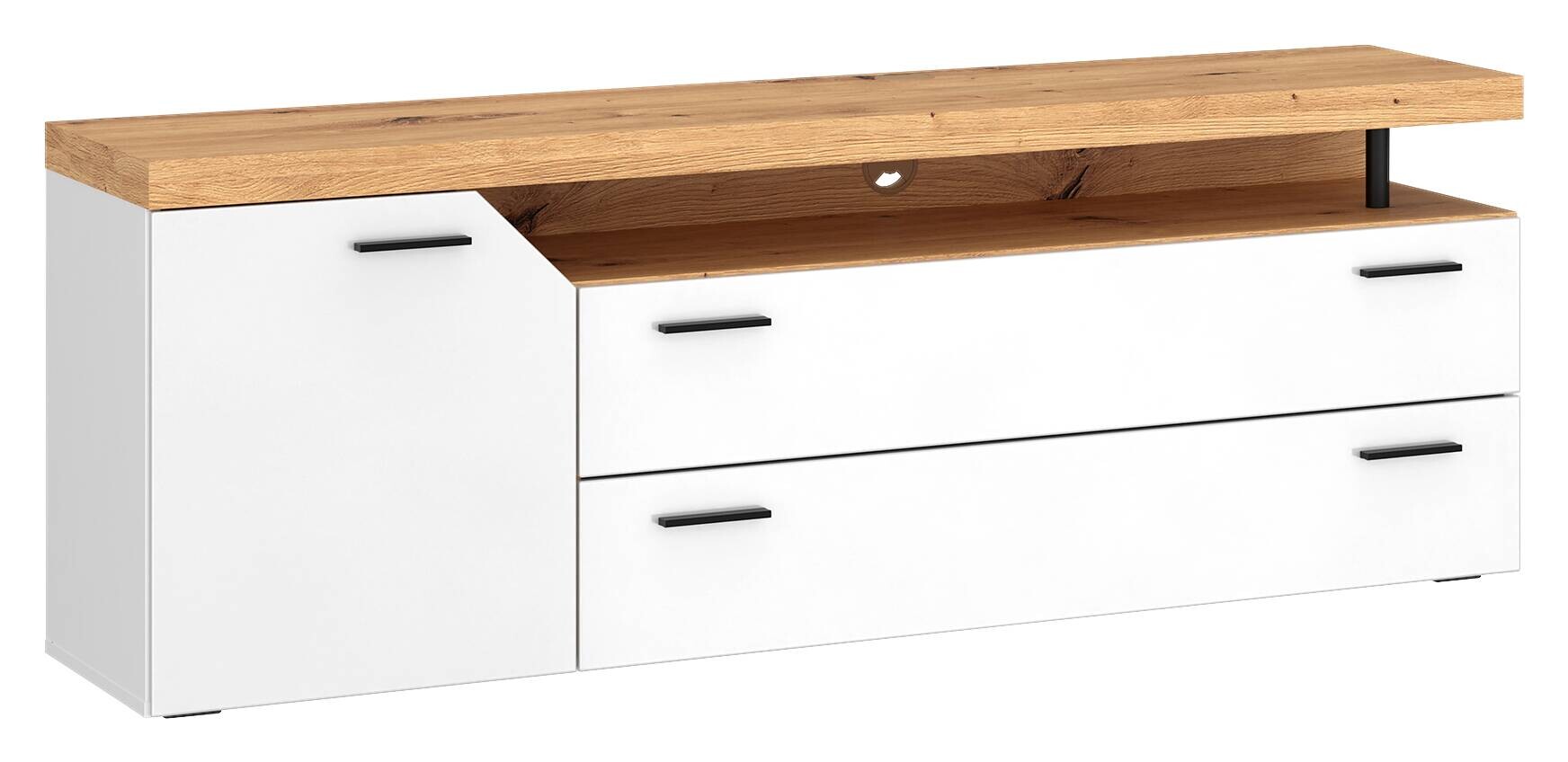 TV-Lowboard Nico Eiche Artisan Nachbildung weiß B/H/T: ca. 160x59x40 cm
