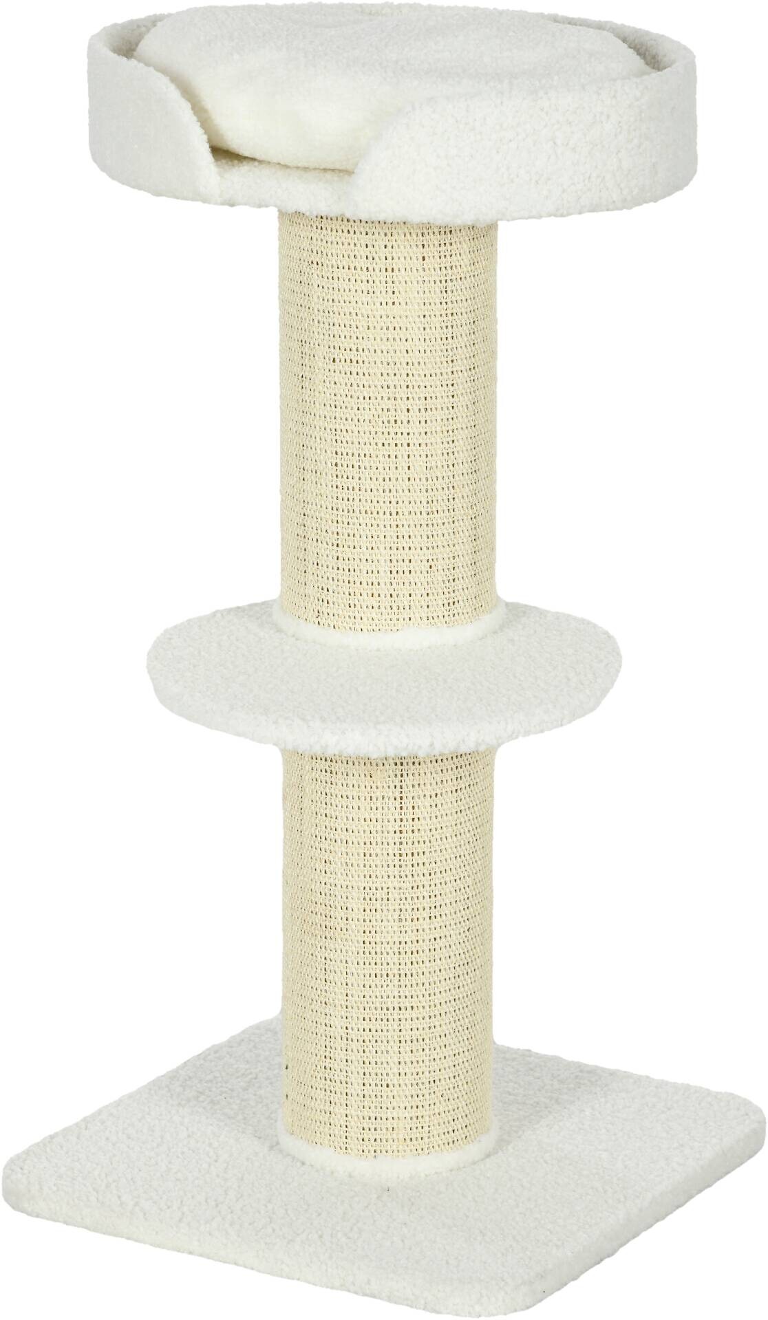 PawHut Kratzbaum cremeweiß Spanplatte B/H/L: ca. 45x91x45 cm