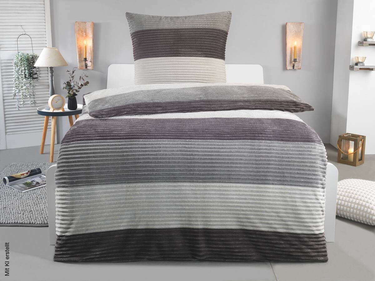 Microfaser Wende Bettwäsche Cashmere touch grau Polyester B/L: ca. 135x200 cm