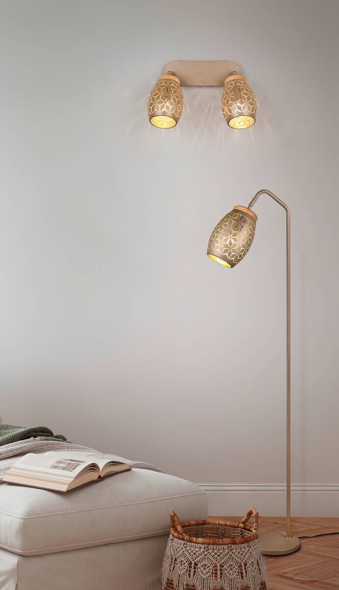 Reality Spots Bidar kaffee gold Metall B/H/L: ca. 28x27x12 cm E14 2 Brennstellen