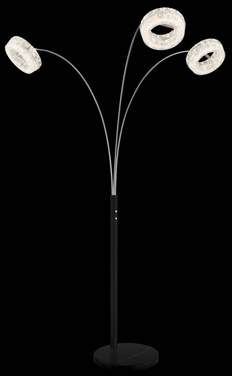 GLOBO Stehlampe klar schwarz Metall Acryl Glas B/H/L: ca. 102x190x82,5 cm 1 Brennstellen