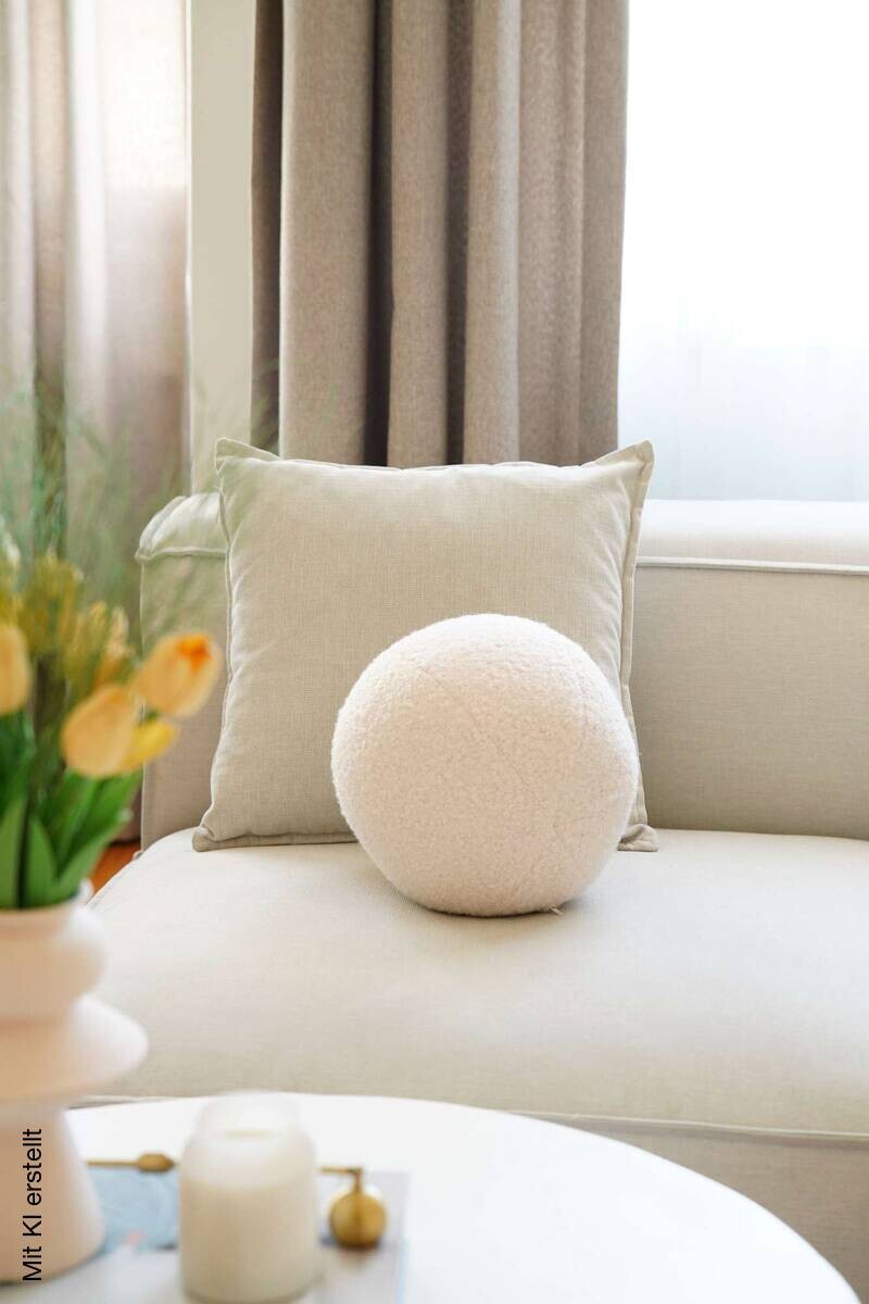 Dekokissen hellbeige Polyester D: ca. 20 cm