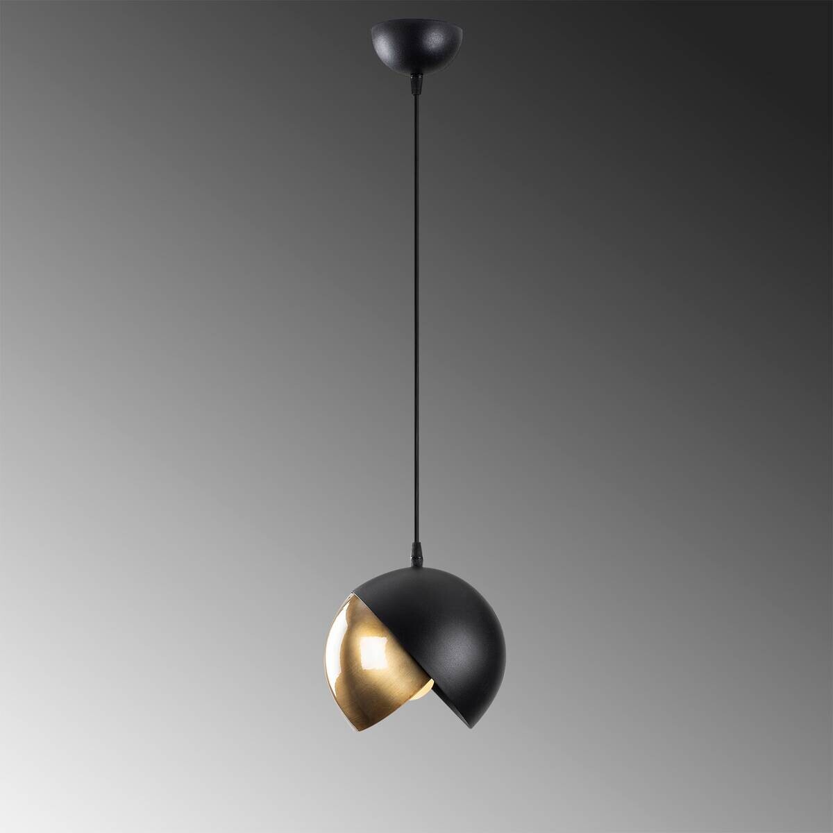 Opviq Pendelleuchte Berceste schwarz gold Metall B/H/T/L/D: ca. 20x114x20x20x20 cm E27 1 Brennstellen