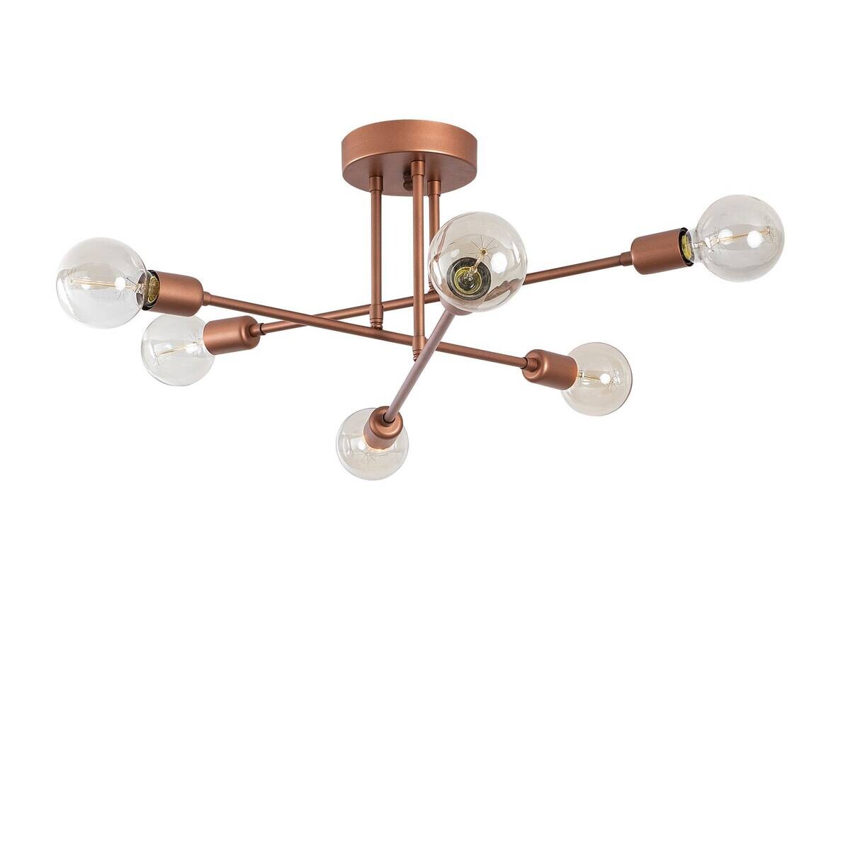 Opviq Deckenleuchte Flower Kupfer Glas B/H/T/L/D: ca. 64x30x64x64x64 cm E27 6 Brennstellen