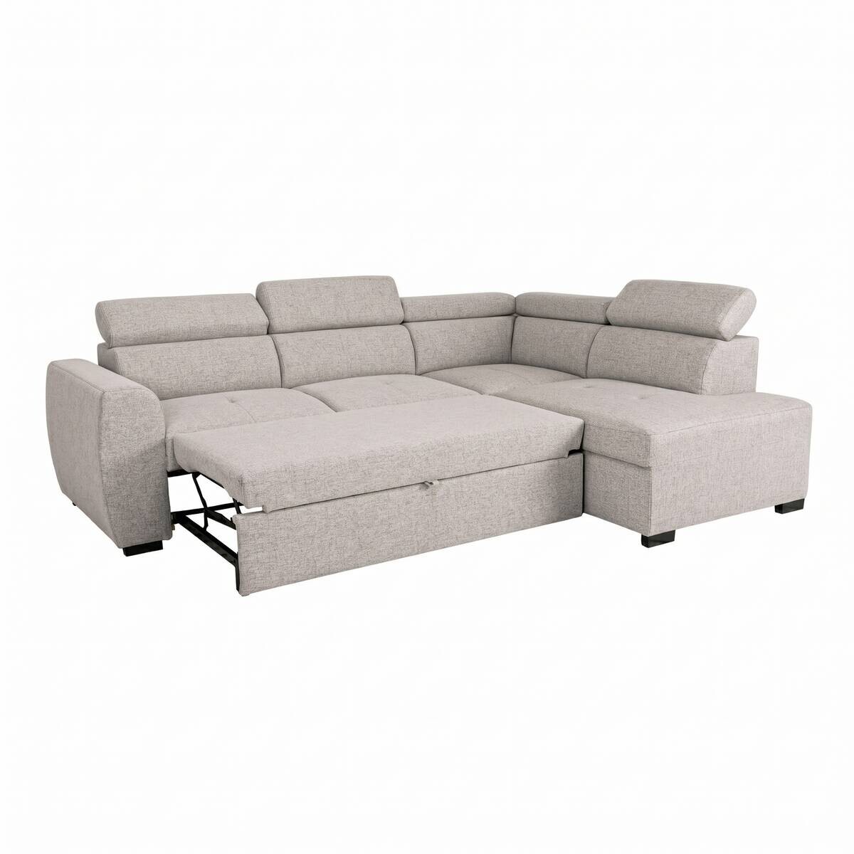 Ecksofa mit Bettfunktion und Bettkasten beige Webstoff B/H/T: ca. 245x184x87 cm