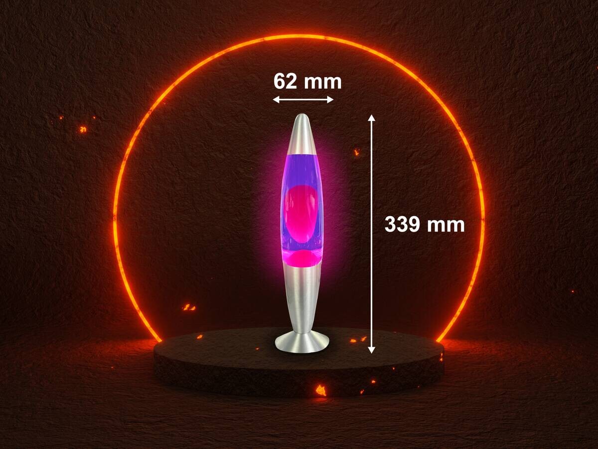 HWH LED-Lavalampe lila pink Aluminium Glas H/D: ca. 34x62 cm