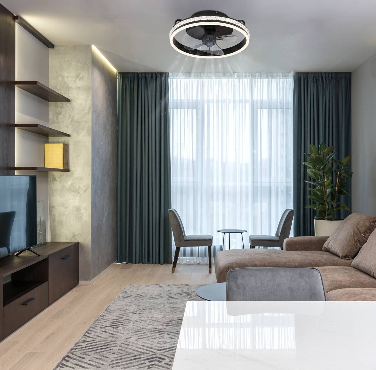 GLOBO Deckenventilator Cataleya transparent schwarz H/D: ca. 14,5x40 cm max. 29 W