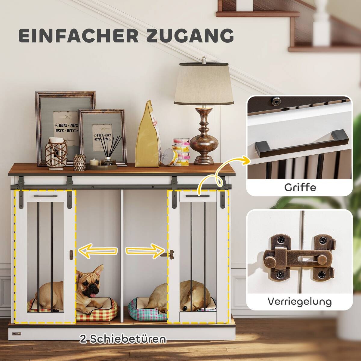 PawHut Hundekäfig weiß Stahl B/H/L: ca. 60x88,5x120 cm