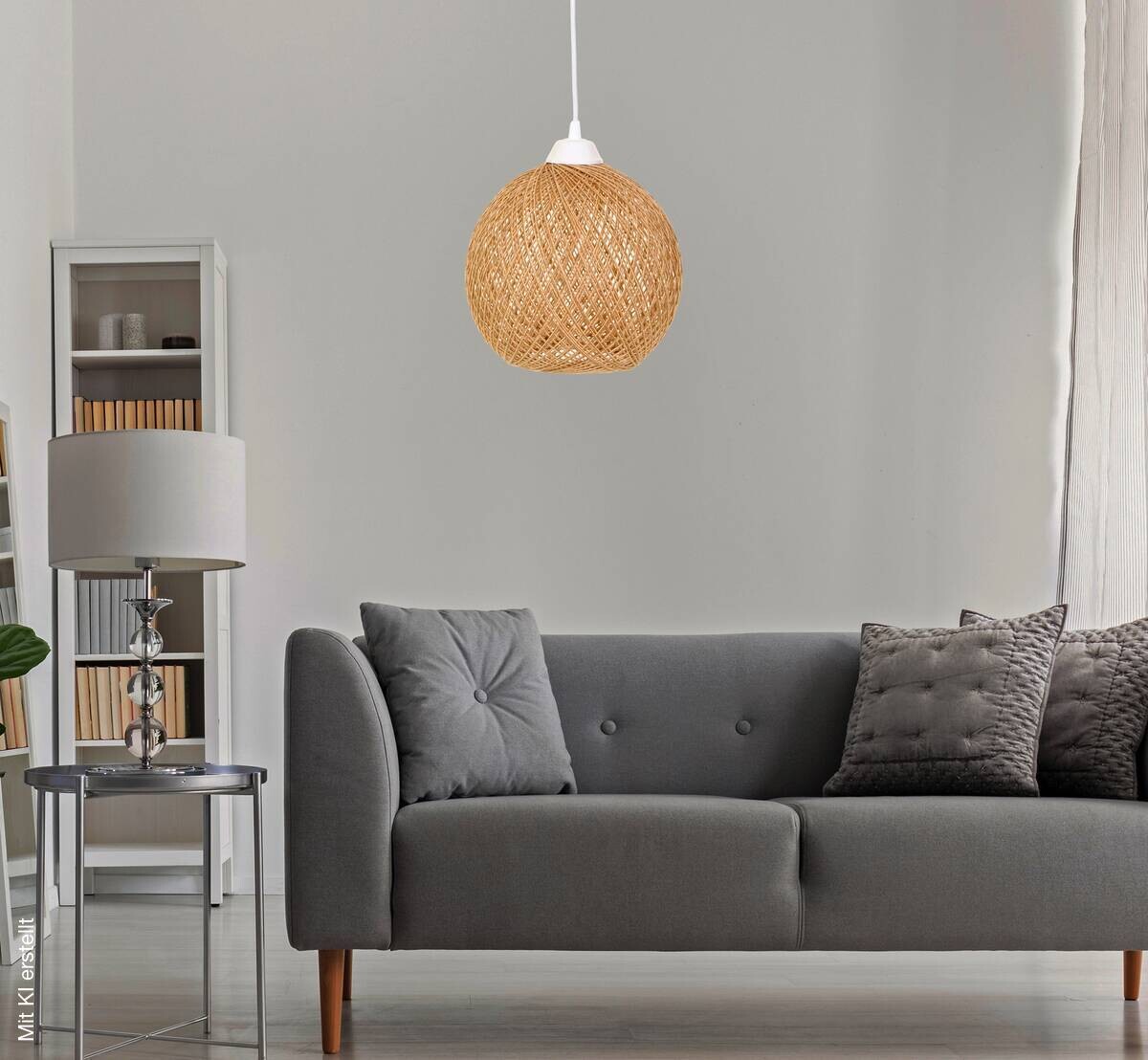 Opviq Pendelleuchte ecru braun B/H/T/L: ca. 22x55x24x22 cm E27 1 Brennstellen