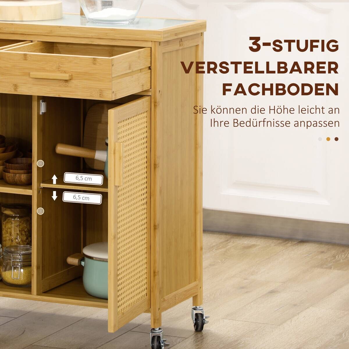 HOMCOM Küchenwagen natur Edelstahl B/H/L: ca. 36x84x85 cm