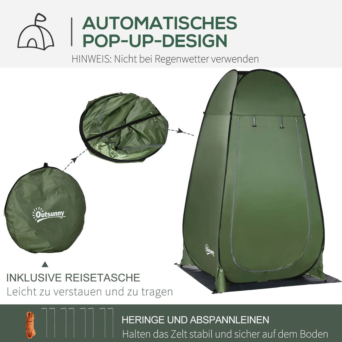 Outsunny Camping-Zubehör dunkelgrün Polypropylen B/H/L: ca. 124x126x189 cm