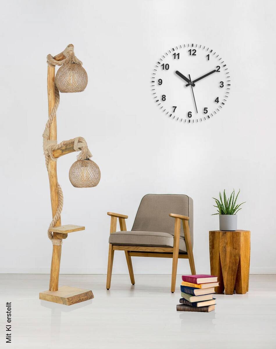 Opviq Stehlampe Arboretum natur Holz B/H/T/L/D: ca. 24x140x24x24x24 cm E27 2 Brennstellen