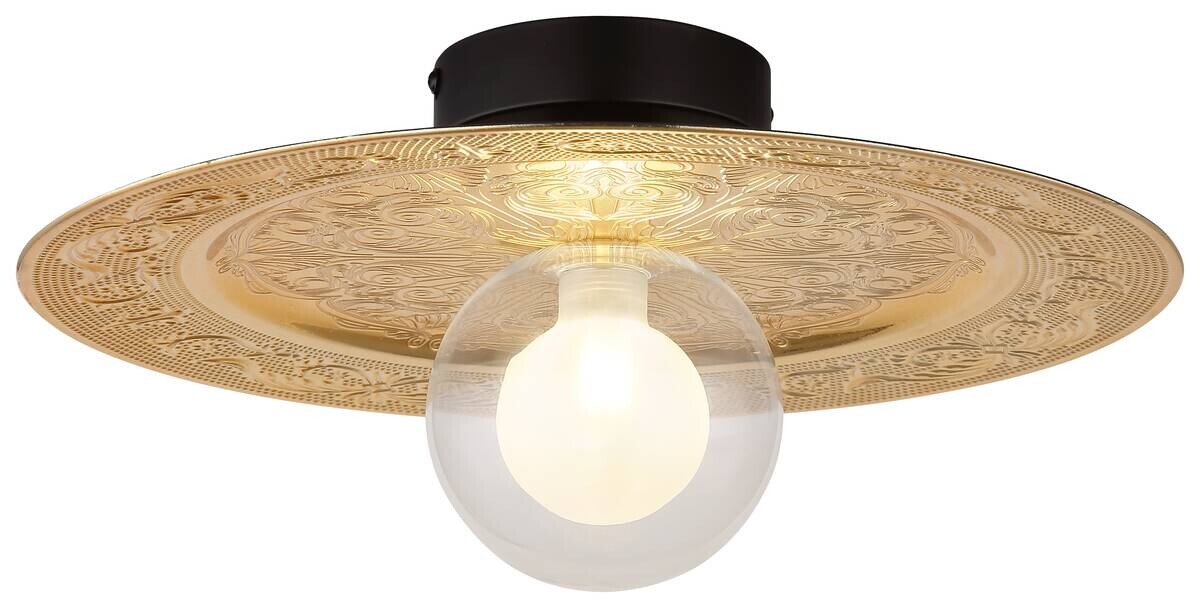 GLOBO LED-Deckenleuchte schwarz gold Metall Kunststoff H/D: ca. 15x33 cm 1 Brennstellen