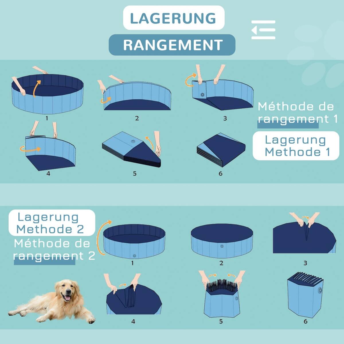 PawHut Hunde-Zubehör blau Polypropylen B/H/L: ca. 120x120x30 cm